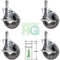 Casterhq Universal Steel Wire Post Shelving Caster Set, 5" Polyurethane Wheel HD5050-12-PLY-CB-F-TG-TLB-S04